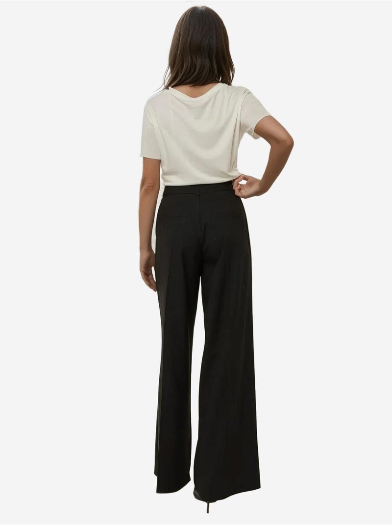 Pantalon plissé à jambes larges Noir - Kiabi