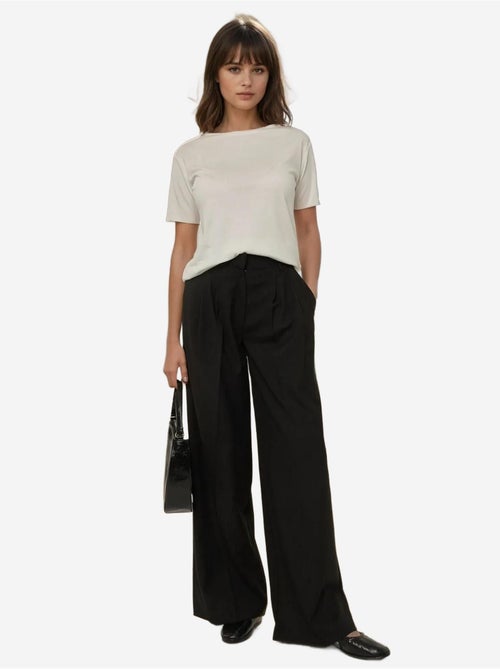 Pantalon plissé à jambes larges - Kiabi