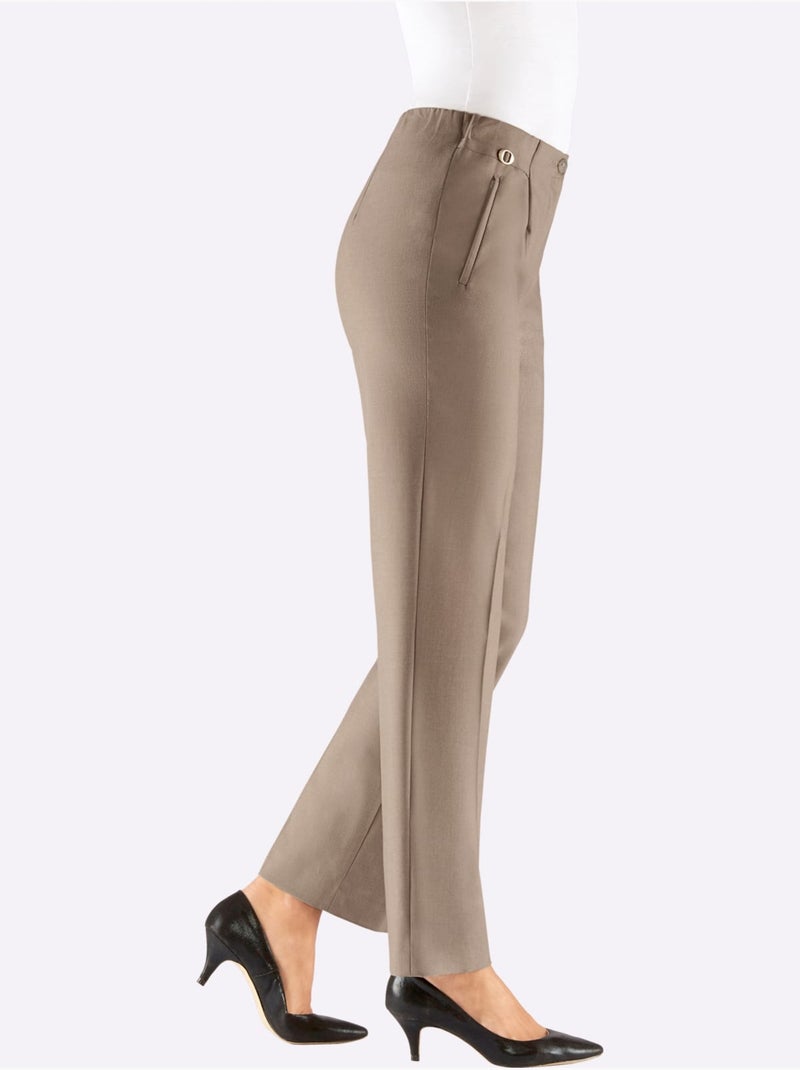 Pantalon Plissé Avec Viscose - Taille Courte - Witt Gris taupe - Kiabi