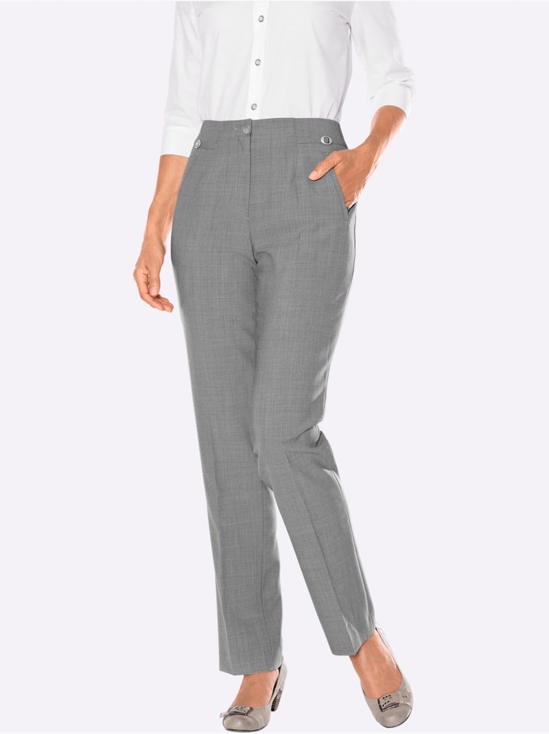 Pantalon plissé avec viscose - taille extra courte - witt Gris chiné - Kiabi