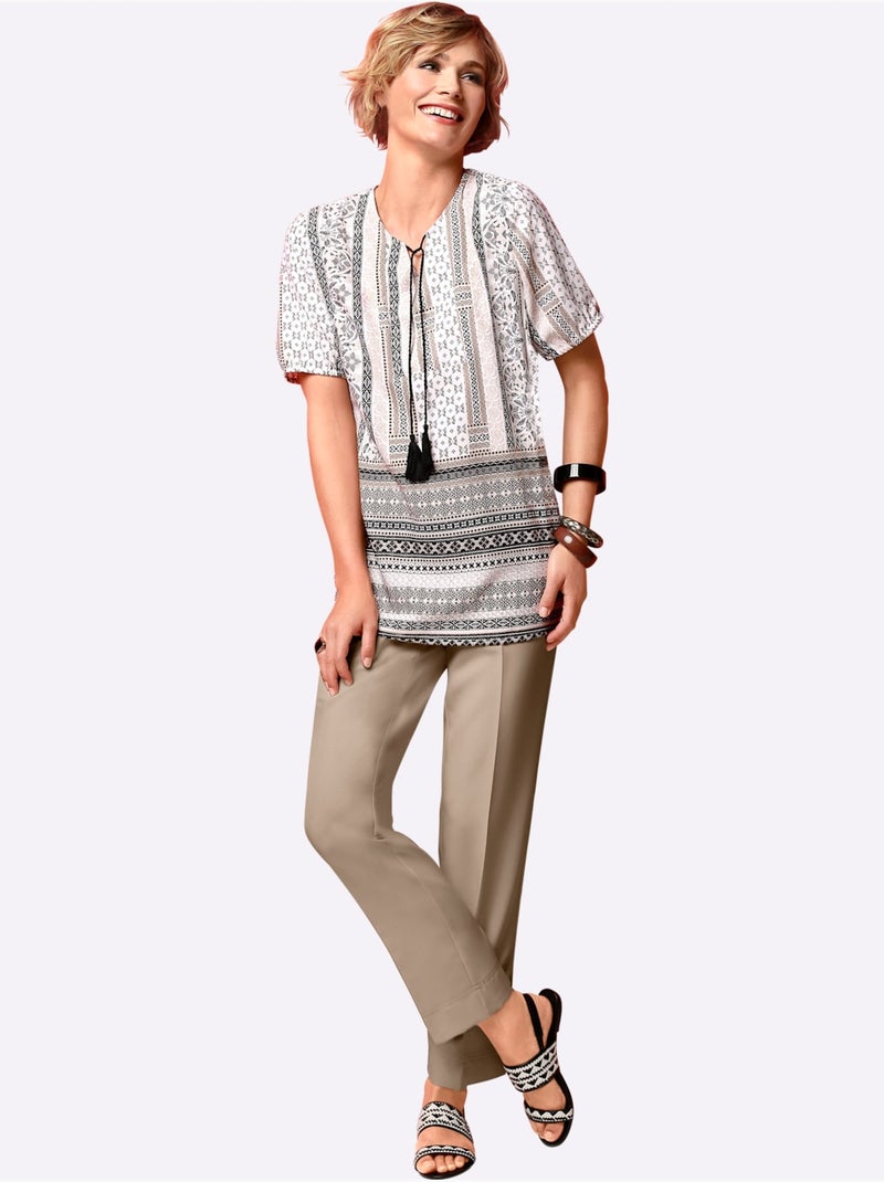 Pantalon Plissé Ceinture élastique Confortable - Taille Courte - Moda Vilona Gris taupe - Kiabi
