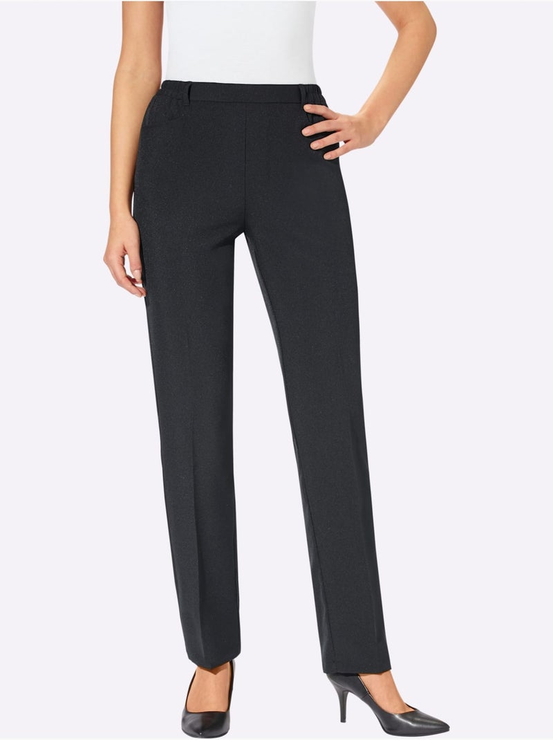 Pantalon Plissé Ceinture élastique Confortable - Taille Courte - Moda Vilona Noir - Kiabi