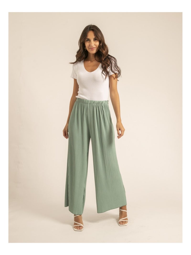 Pantalon plissé ELOU Vert pistache - Kiabi