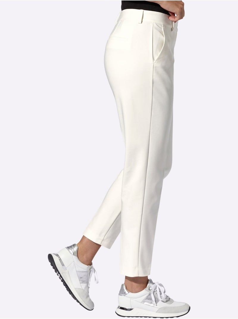 Pantalon Plissé Plis Repassés, Effet Affinant - Taille Standard - Helline Ecru - Kiabi