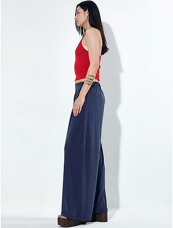 Pantalon plissé taille haute à jambes larges busem