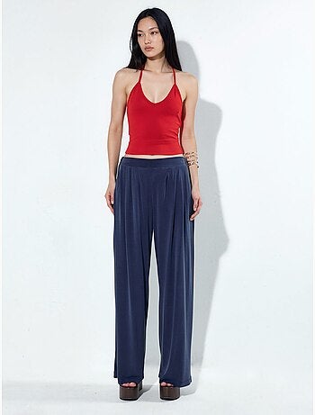 Pantalon plissé taille haute à jambes larges busem