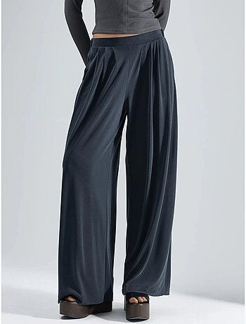 Pantalon plissé taille haute à jambes larges busem
