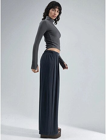 Pantalon plissé taille haute à jambes larges busem
