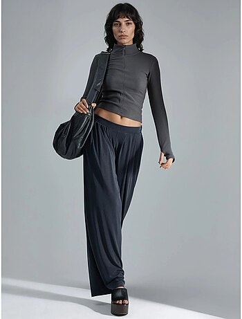 Pantalon plissé taille haute à jambes larges busem