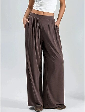 Pantalon plissé taille haute à jambes larges busem