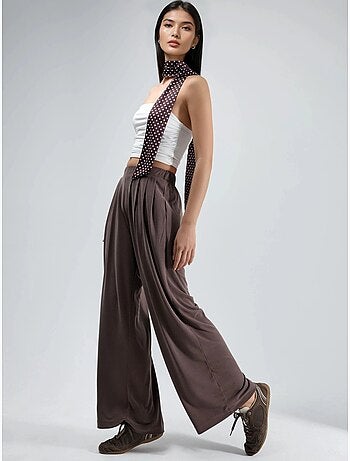 Pantalon plissé taille haute à jambes larges busem