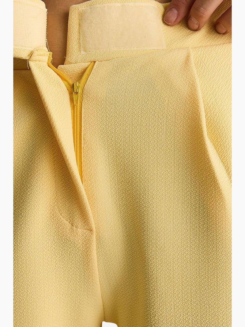 Pantalon plissé taille haute à jambes larges lucci Jaune - Kiabi