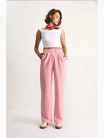 Pantalon plissé taille haute à jambes larges lucci
