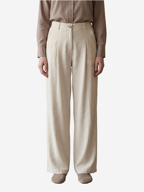 Pantalon plissé taille haute à jambes larges my fashion - Kiabi