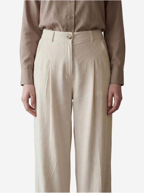 Pantalon plissé taille haute à jambes larges my fashion - Kiabi
