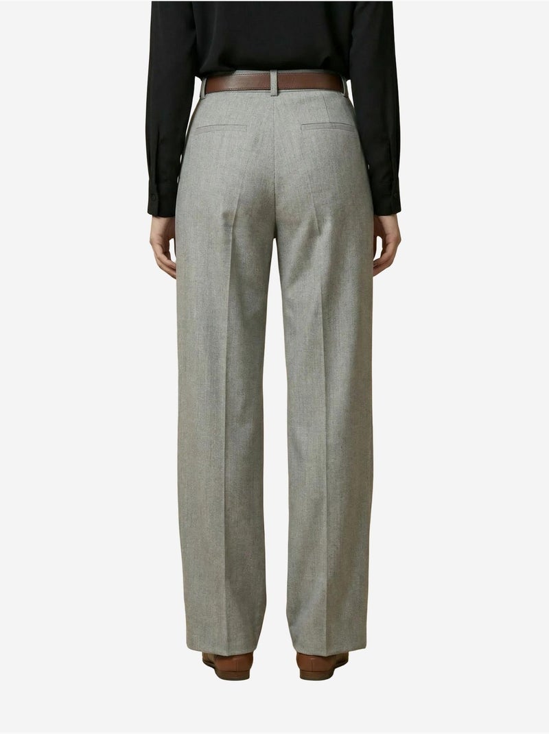 Pantalon plissé taille haute à jambes larges my fashion Gris - Kiabi