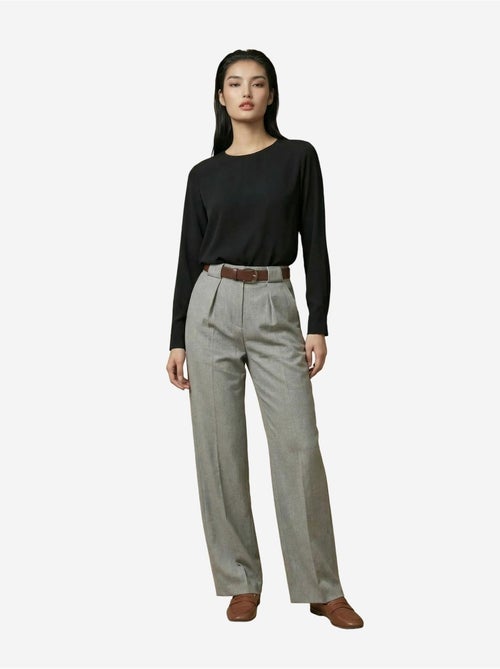 Pantalon plissé taille haute à jambes larges my fashion - Kiabi Pantalon plissé taille haute à jambes larges my fashion - Kiabi