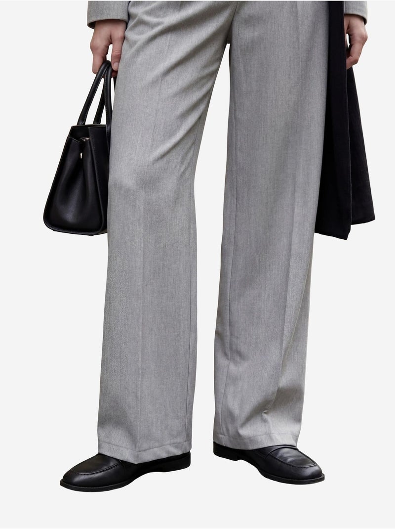 Pantalon plissé taille haute à jambes larges my fashion Gris - Kiabi