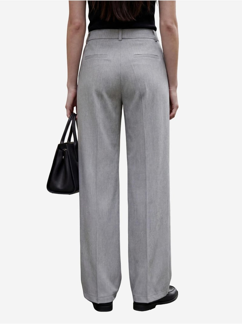 Pantalon plissé taille haute à jambes larges my fashion Gris - Kiabi