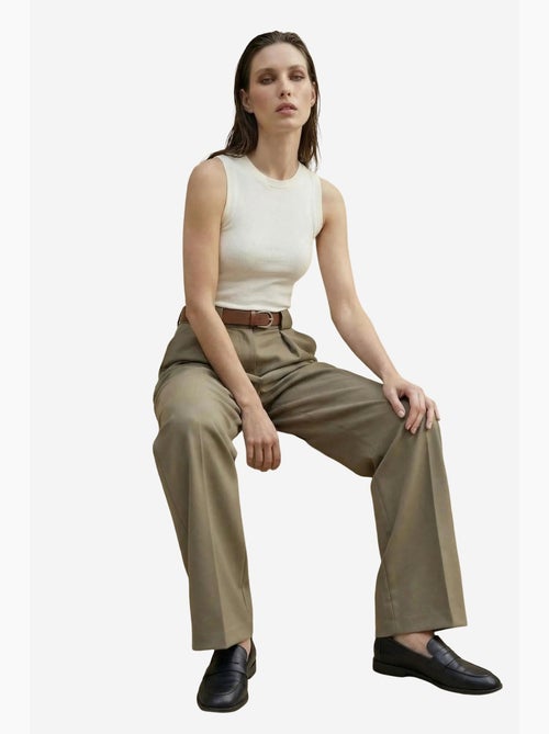 Pantalon plissé taille haute à jambes larges my fashion - Kiabi