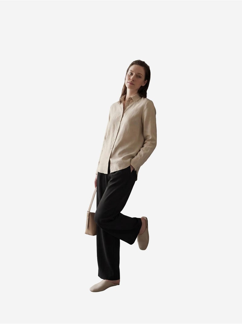 Pantalon plissé taille haute à jambes larges my fashion Noir - Kiabi