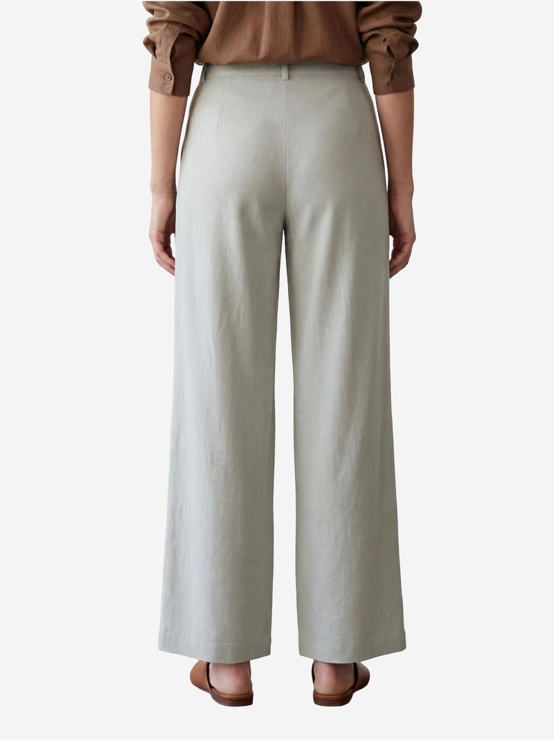 Pantalon plissé taille haute à jambes larges my fashion Vert pastel - Kiabi