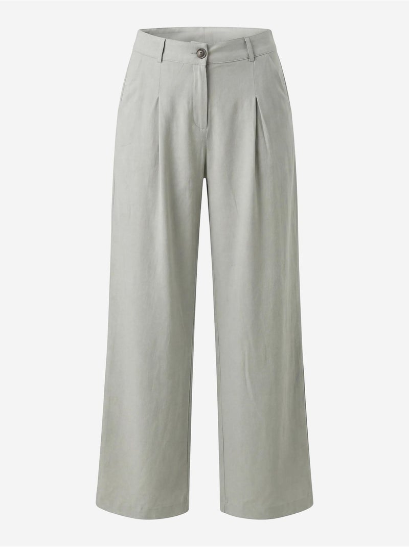 Pantalon plissé taille haute à jambes larges my fashion Vert pastel - Kiabi