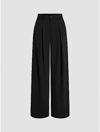 Pantalon plissé taille haute à jambes larges