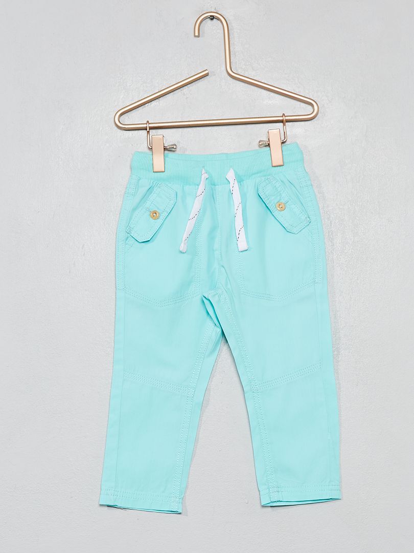 Pantalon poches boutonnées bleu turquoise - Kiabi