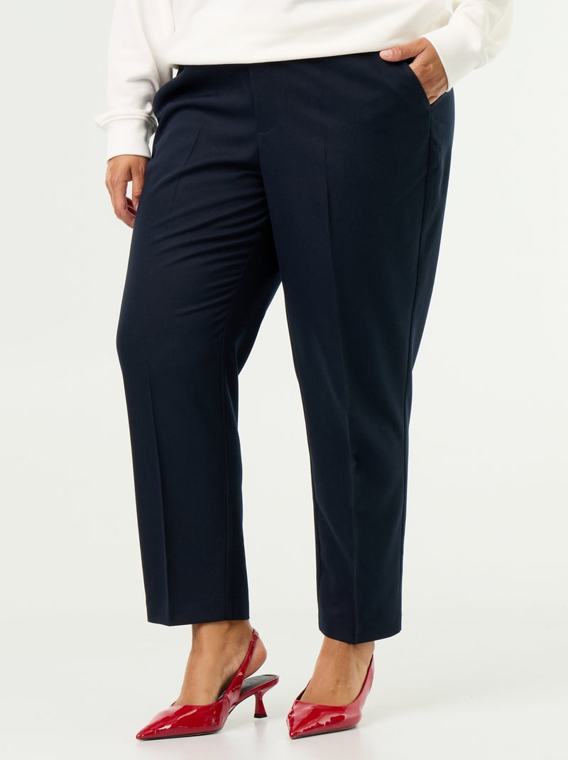 Pantalon pour femme en toile à coupe droite Bleu - Kiabi