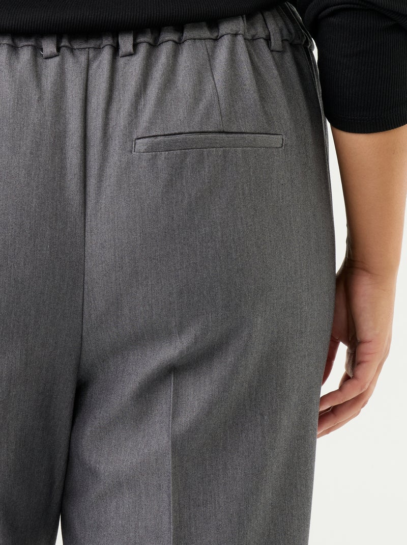Pantalon pour femme en toile à coupe droite Gris - Kiabi