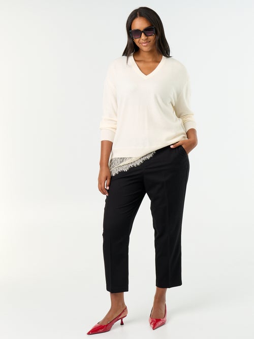 Pantalon pour femme en toile à coupe droite - Kiabi Pantalon pour femme en toile à coupe droite - Kiabi