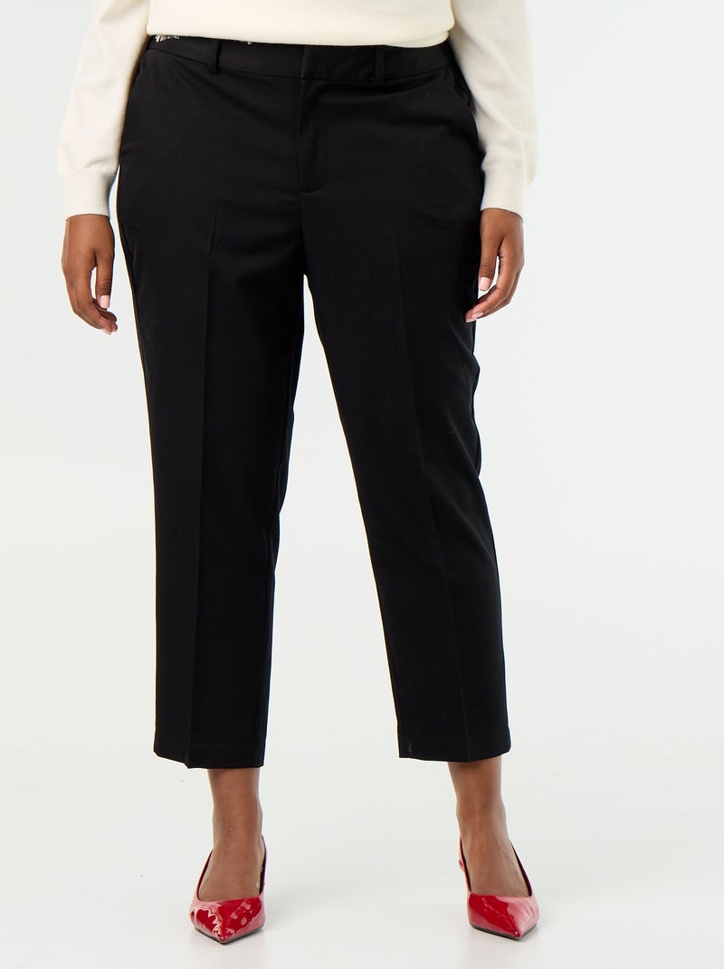Pantalon pour femme en toile à coupe droite Noir - Kiabi