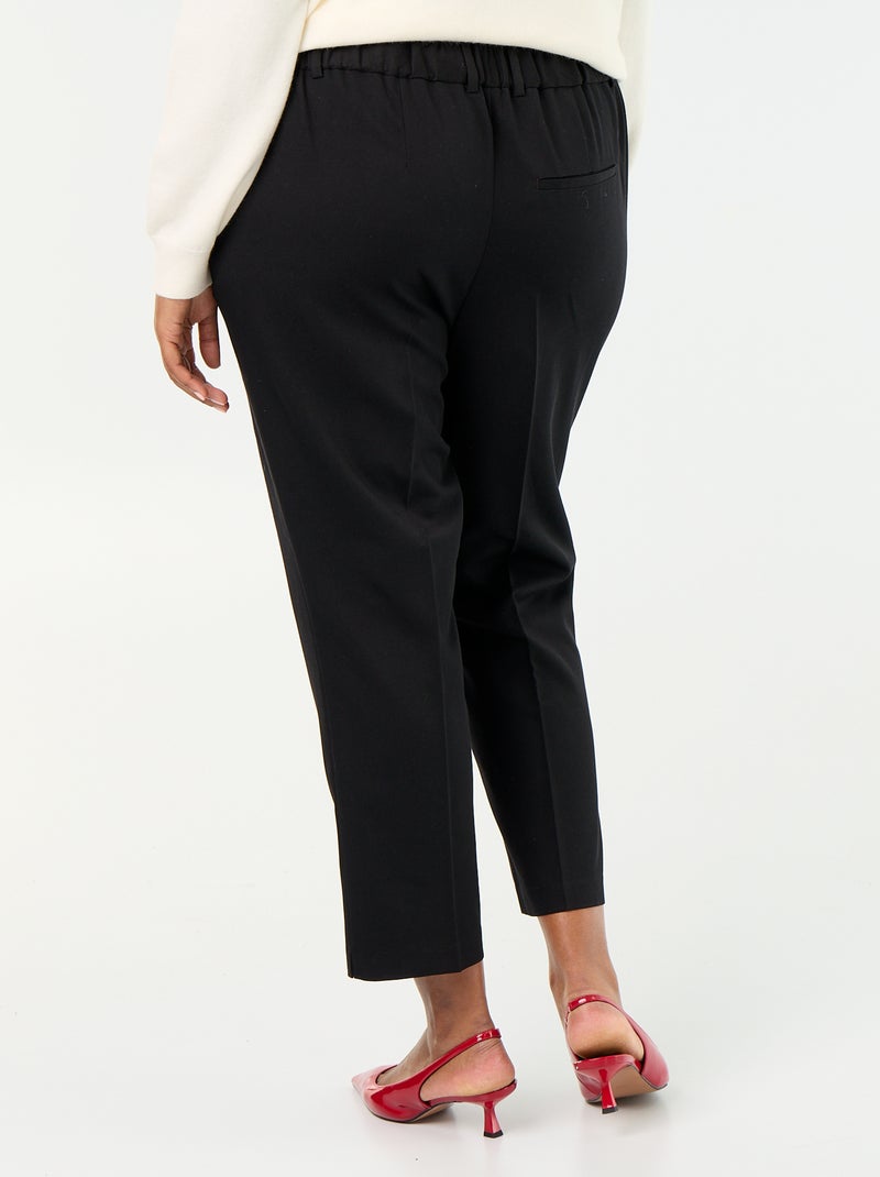 Pantalon pour femme en toile à coupe droite Noir - Kiabi