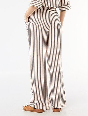 Pantalon large pour femme à taille élastiquée