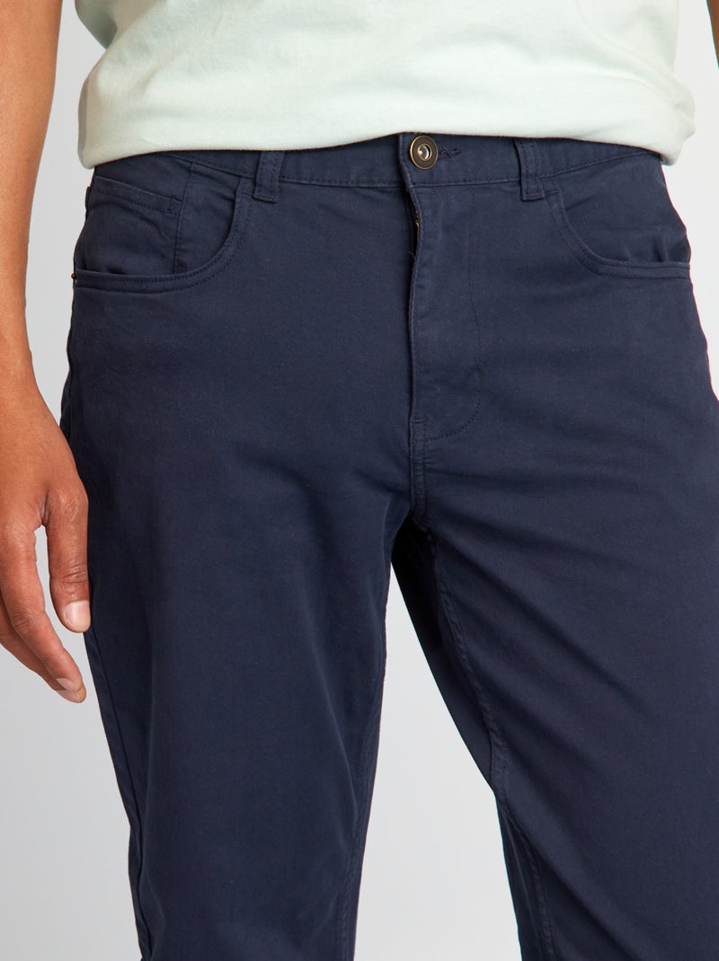 Pantalon pour homme à coupe slim et 5 poches bleu marine - Kiabi