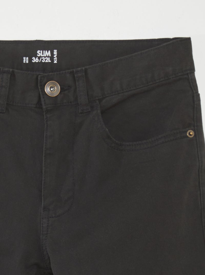Pantalon pour homme à coupe slim et 5 poches noir - Kiabi
