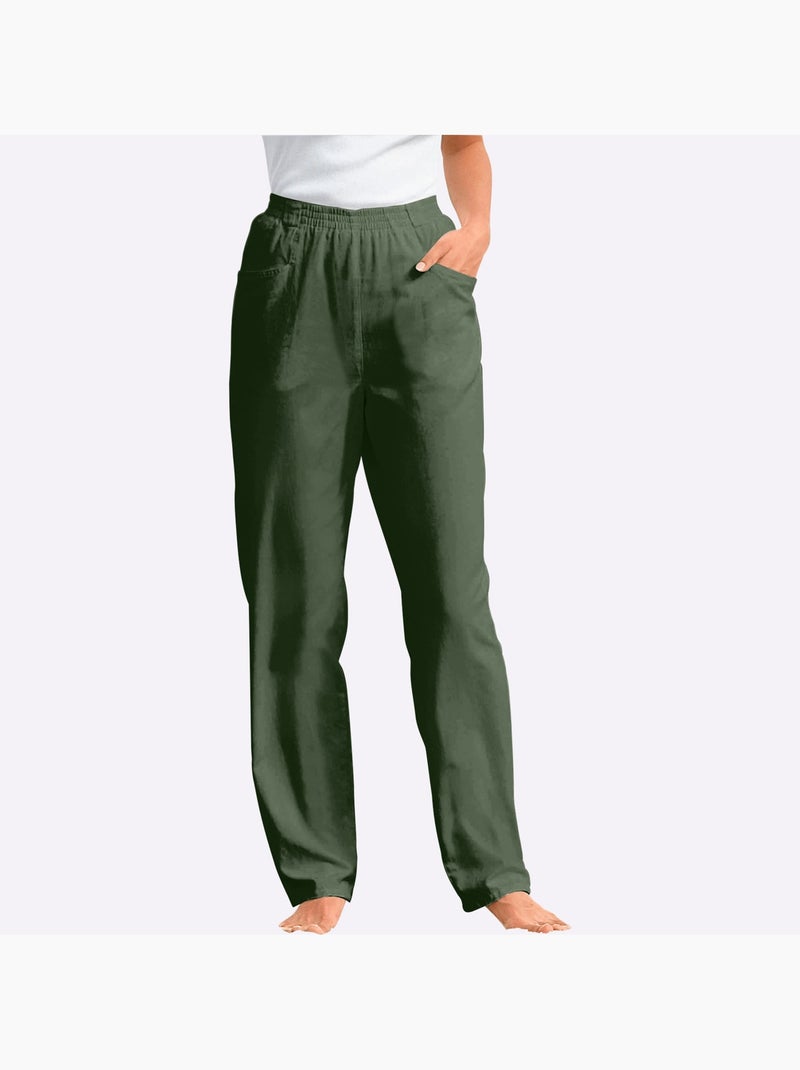 Pantalon Pur Coton - Taille Standard - Witt Vert olive - Kiabi