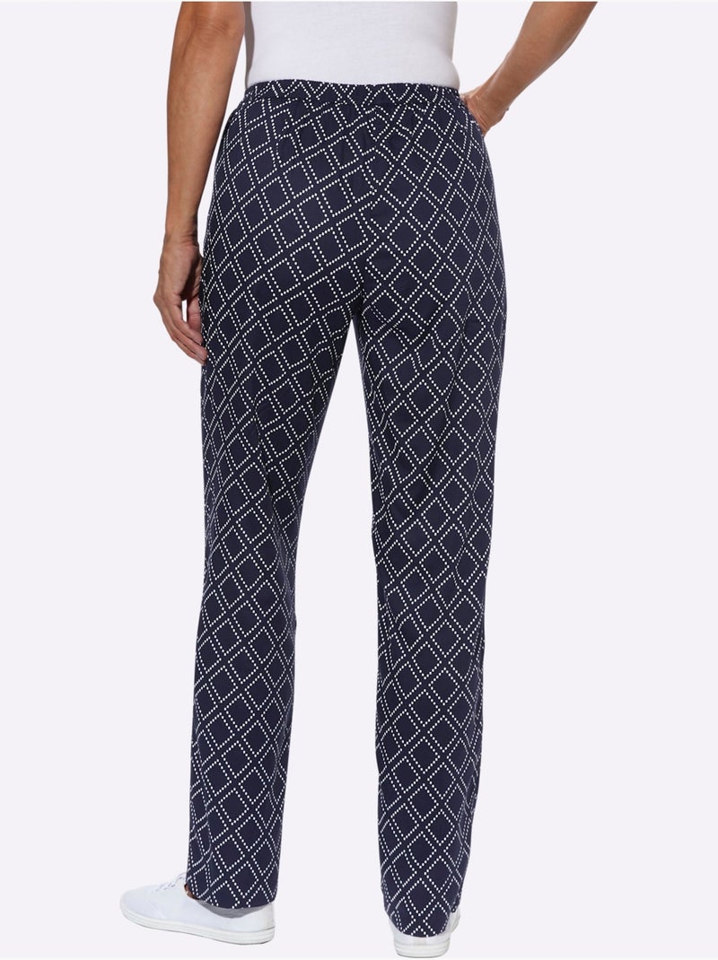 Pantalon Pure Viscose - Taille Courte - Witt Bleu Blanc - Kiabi