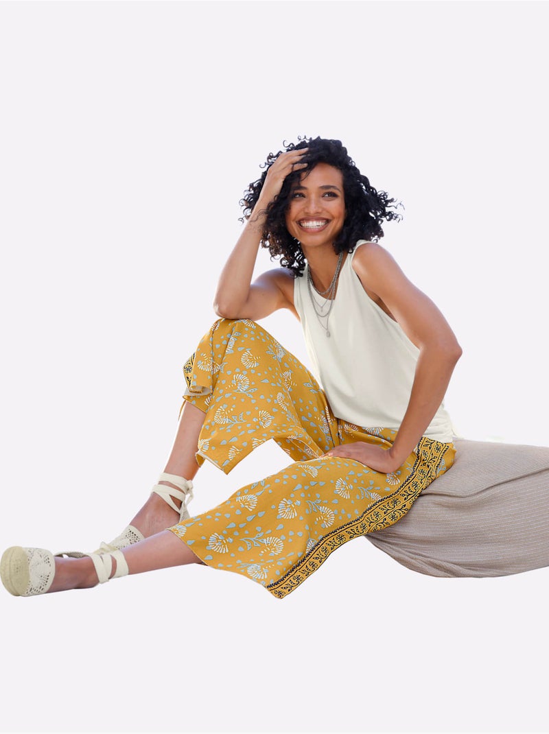 Pantalon Pure Viscose - Taille Standard - Helline Ocre - Kiabi