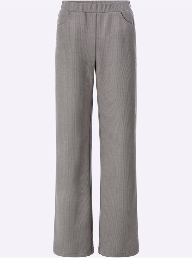 Pantalon Qualité Côtelée - Taille Courte - Moda Vilona Gris - Kiabi