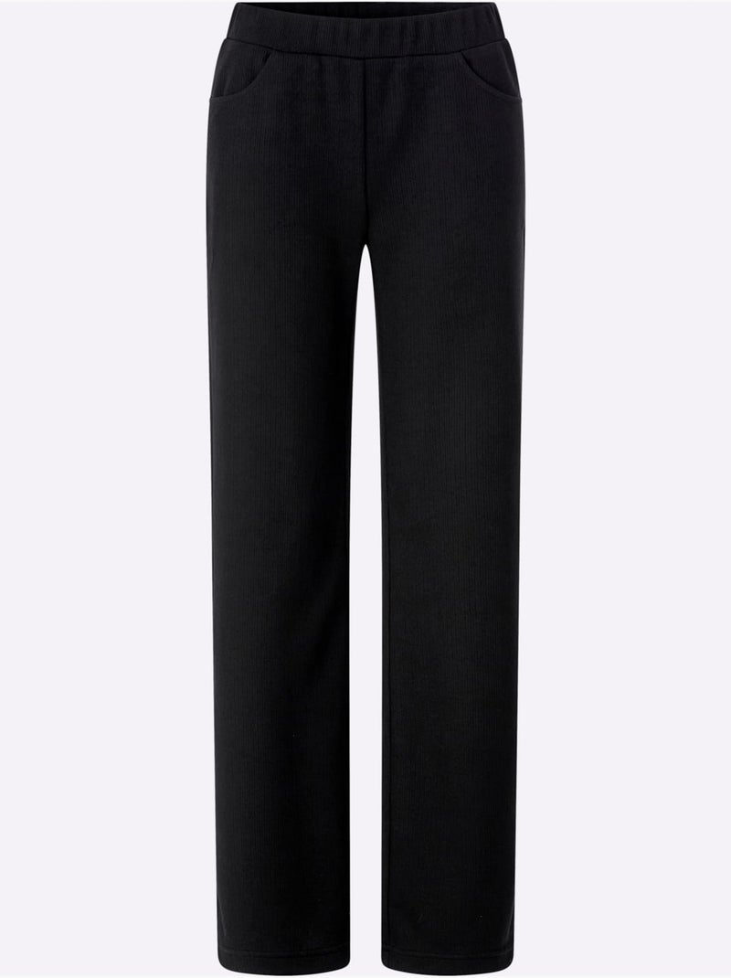 Pantalon Qualité Côtelée - Taille Courte - Moda Vilona Noir - Kiabi