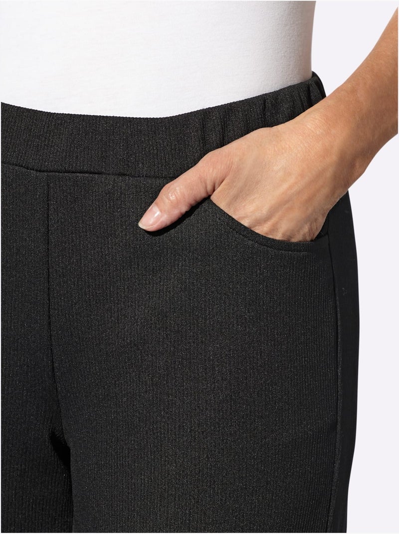 Pantalon Qualité Côtelée - Taille Courte - Moda Vilona Noir - Kiabi