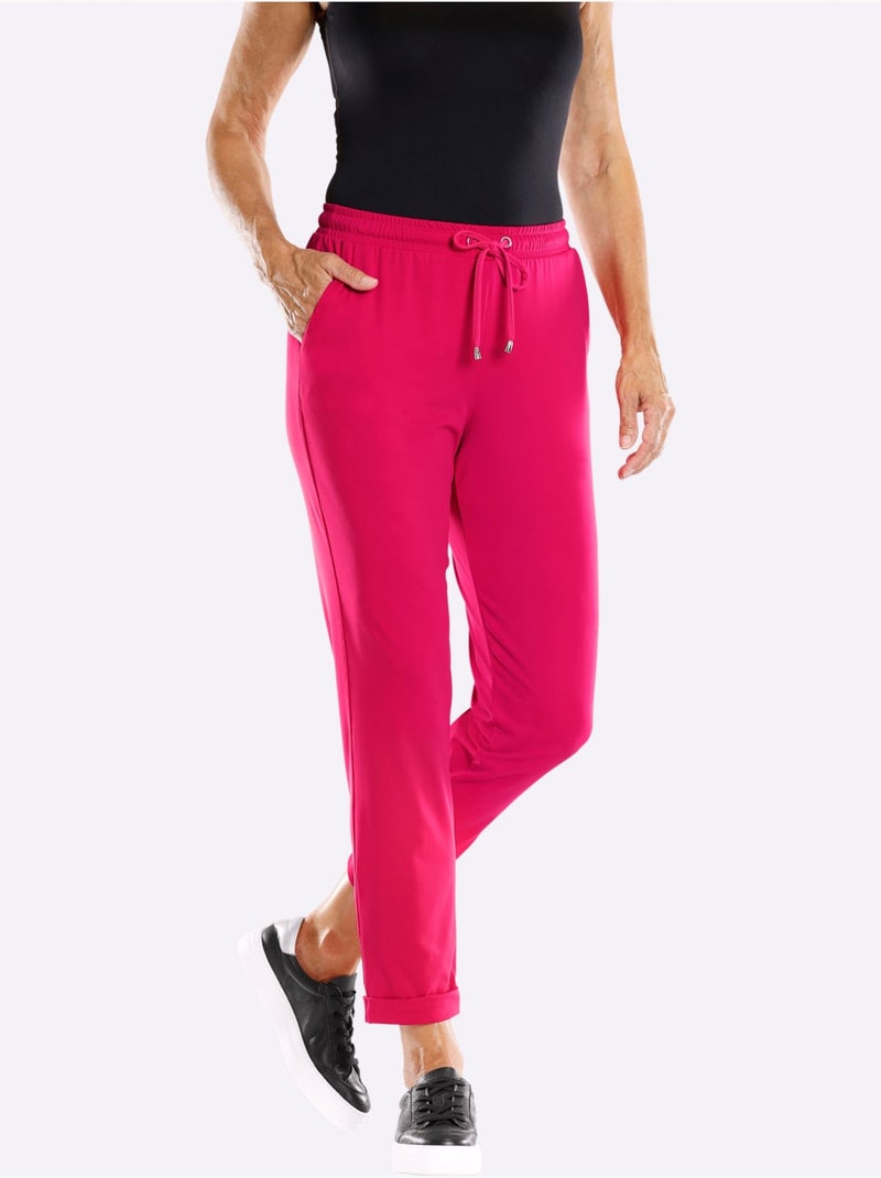 Pantalon Qualité Extensible Estivale - Taille Standard - Helline Rose fushia - Kiabi