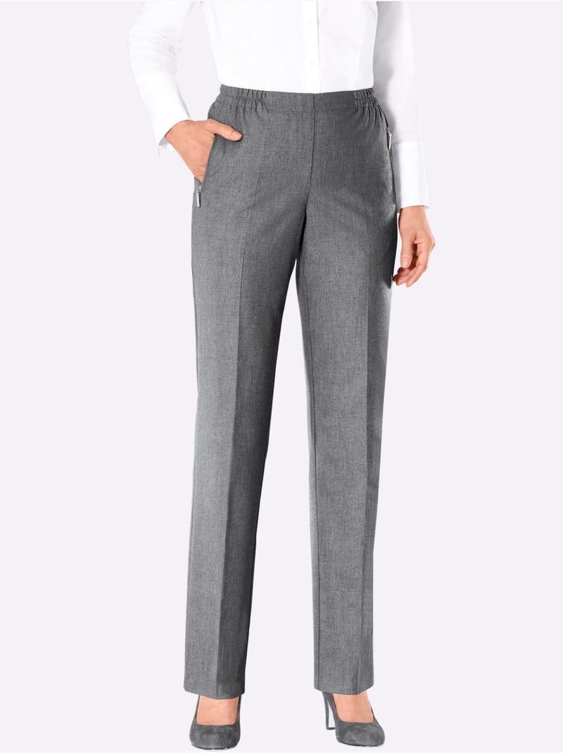 Pantalon qualité hiver légèrement grattée - taille courte - witt Gris chiné - Kiabi