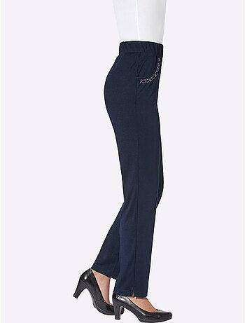 Pantalon en jersey avec poches décorées et ceinture élastique - Taille courte - Moda Vilona