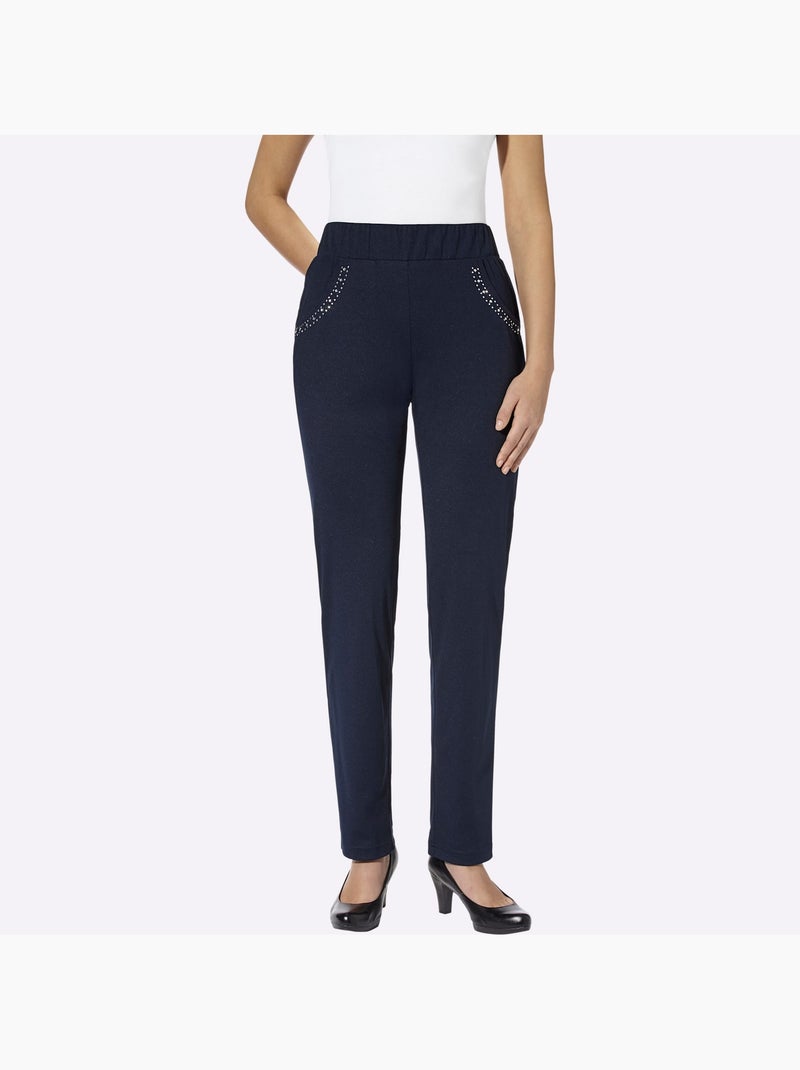Pantalon qualité jersey fluide et douce - taille courte - moda vilona Bleu marine - Kiabi