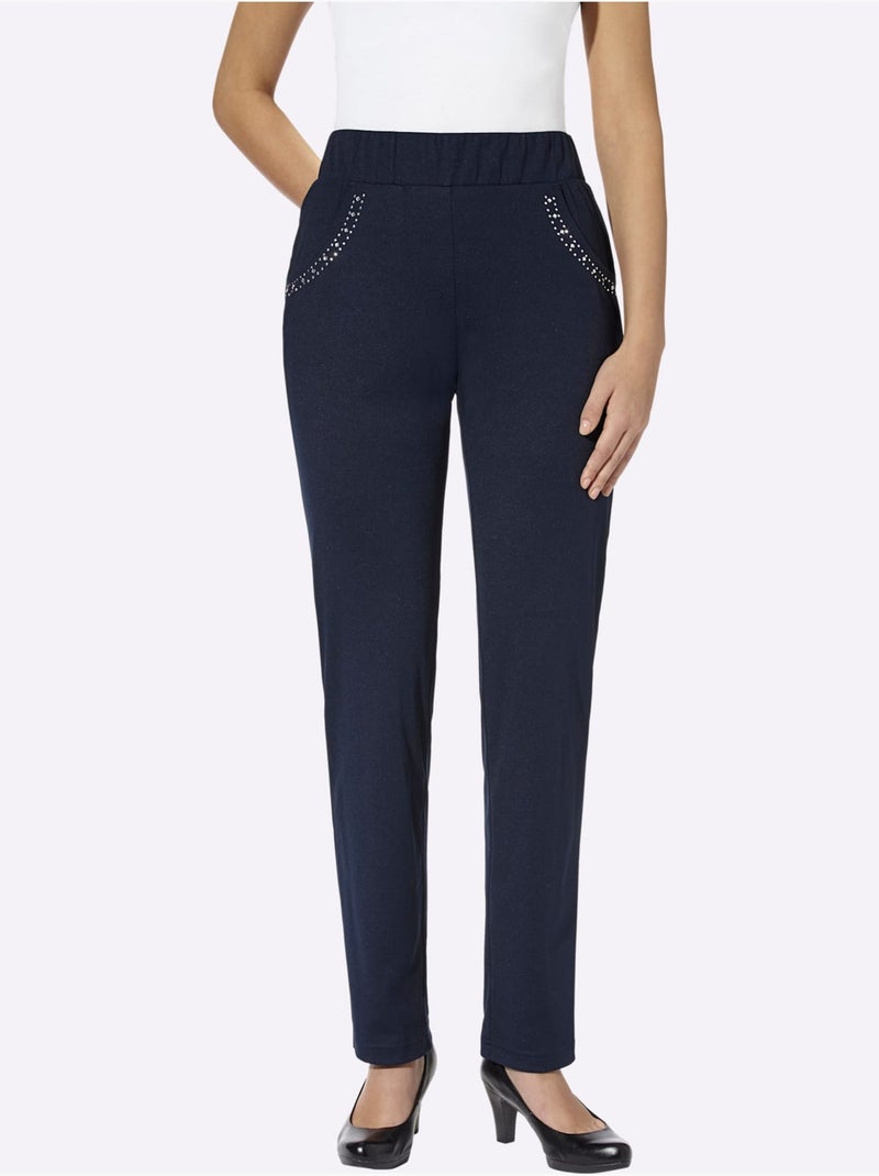 Pantalon Qualité Jersey Fluide Et Douce - Taille Standard - Moda Vilona Bleu marine - Kiabi