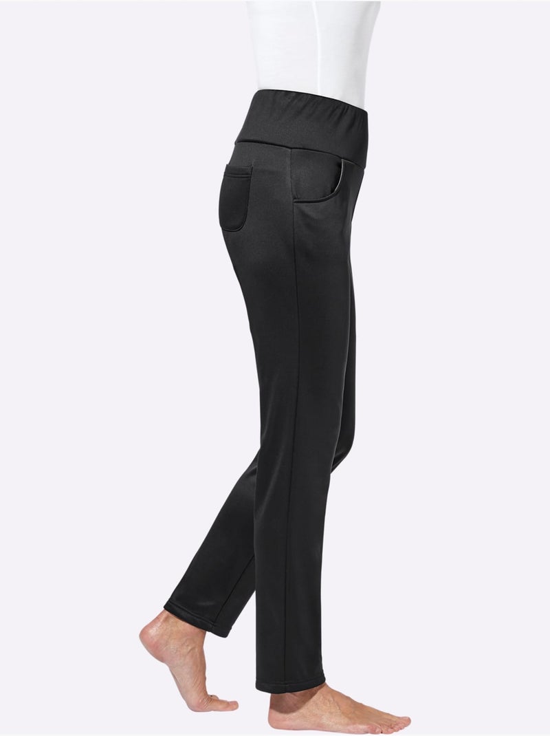 Pantalon qualité légèrement brillante - taille courte - witt Noir - Kiabi