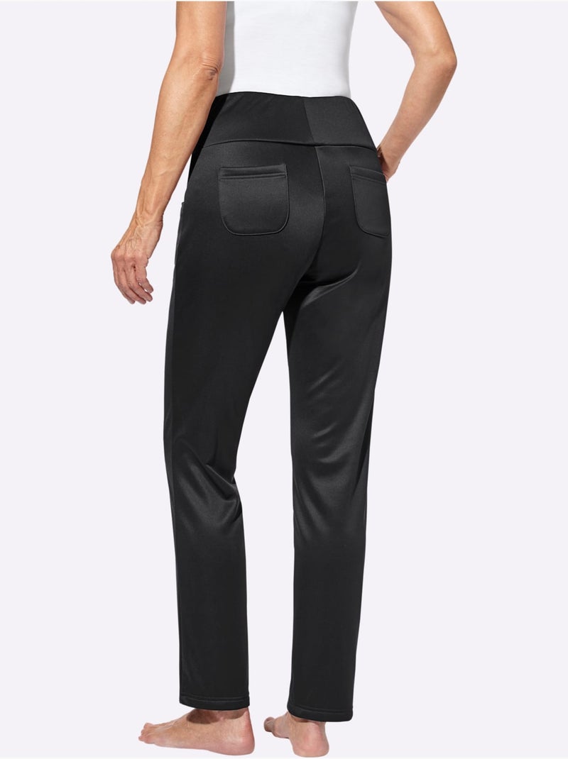 Pantalon qualité légèrement brillante - taille courte - witt Noir - Kiabi